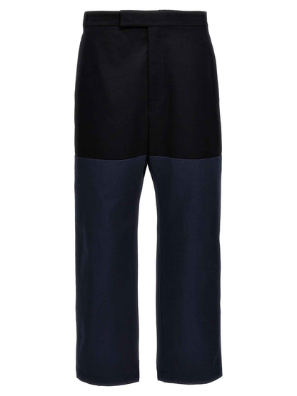 Blue Cotton Casual Pants