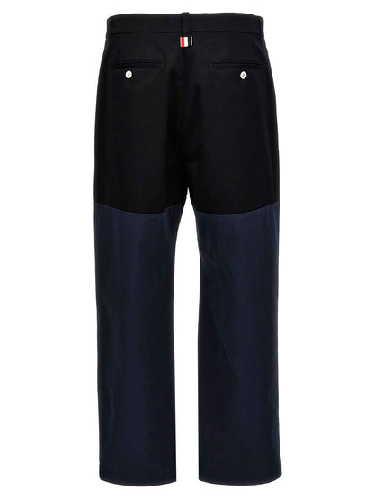 Blue Cotton Casual Pants