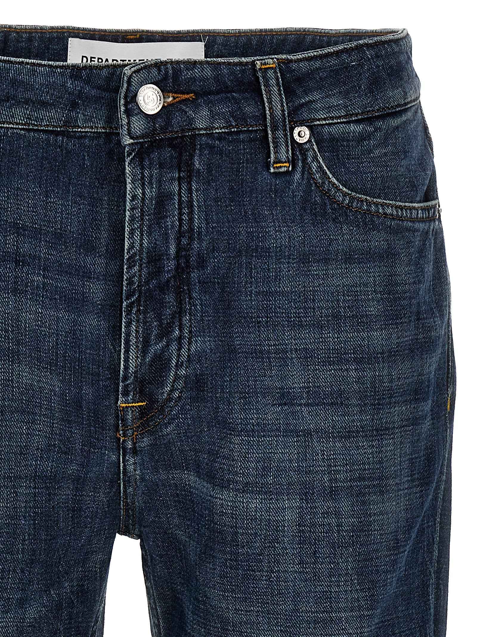 Blue Cotton Straight-Leg Jeans