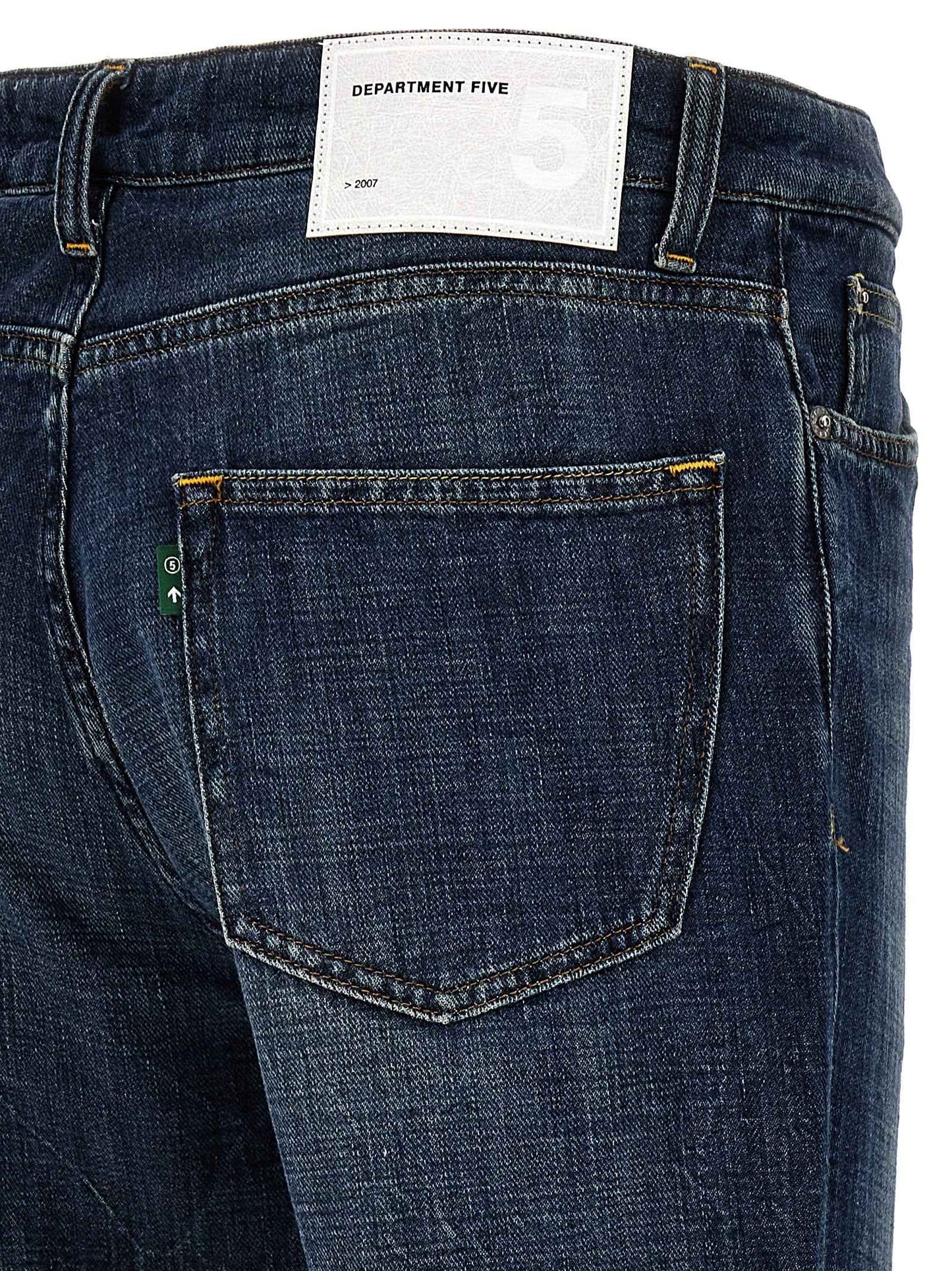 Blue Cotton Straight-Leg Jeans