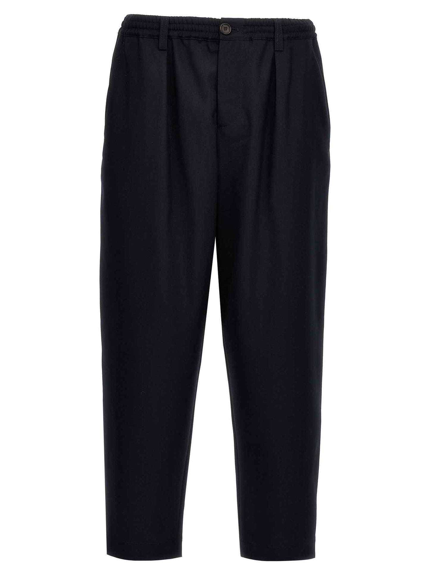 Blue Virgin Wool Cropped Pants