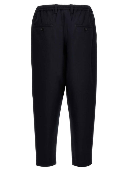 Blue Virgin Wool Cropped Pants