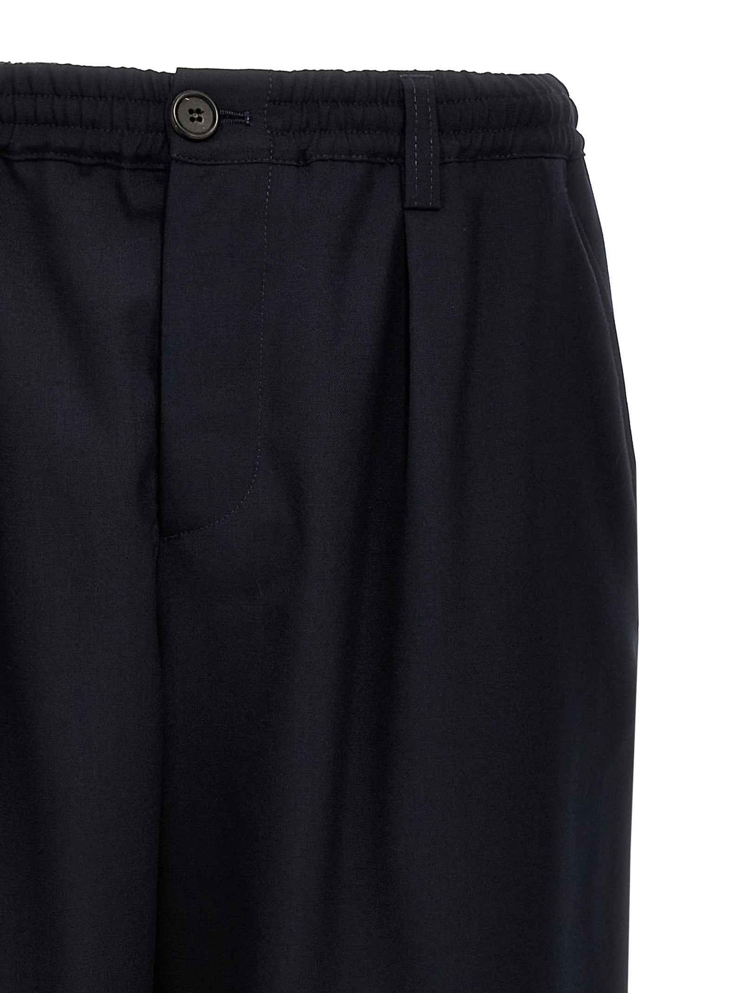 Blue Virgin Wool Cropped Pants