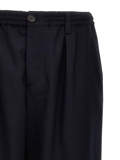 Blue Virgin Wool Cropped Pants