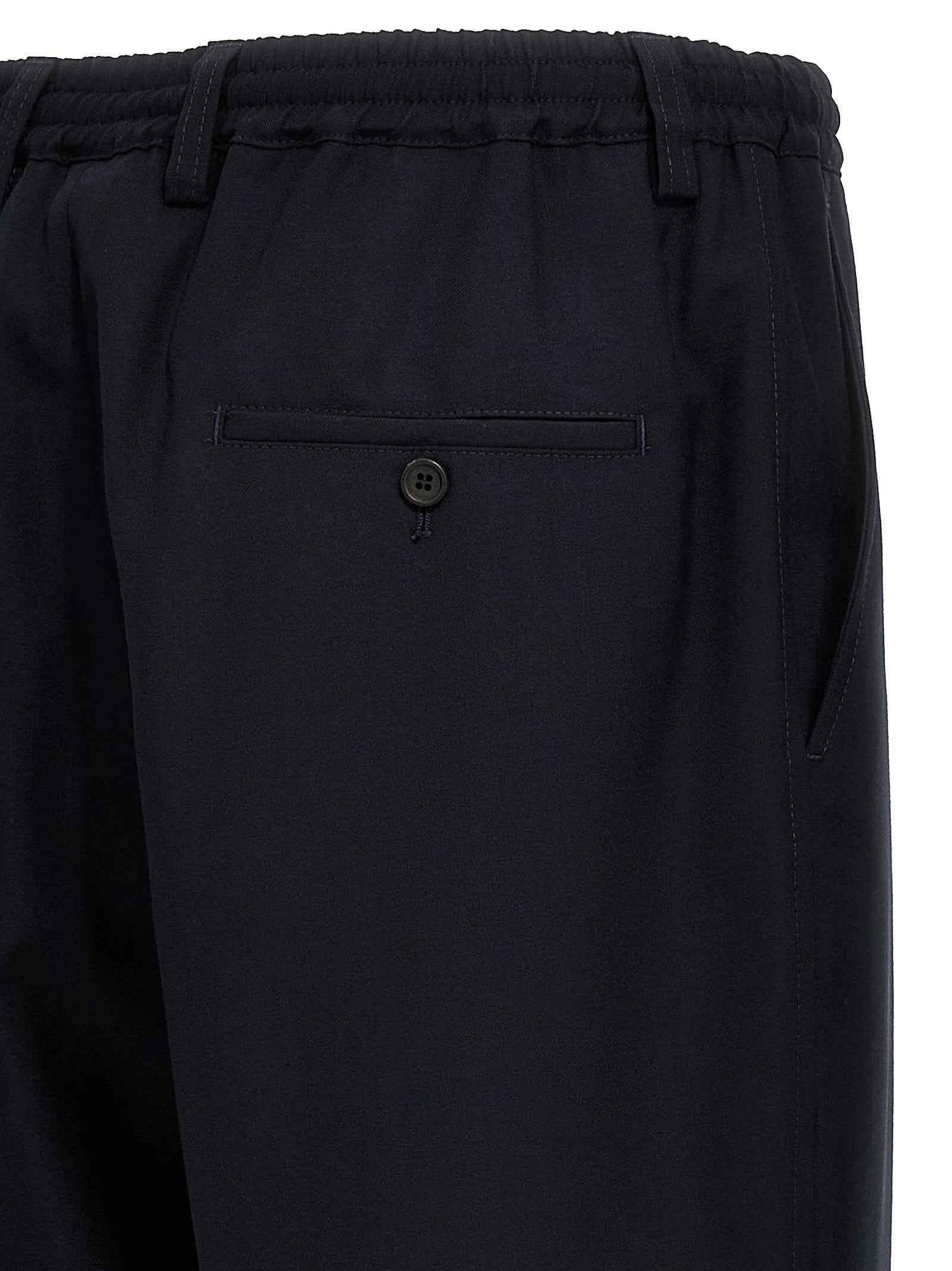 Blue Virgin Wool Cropped Pants