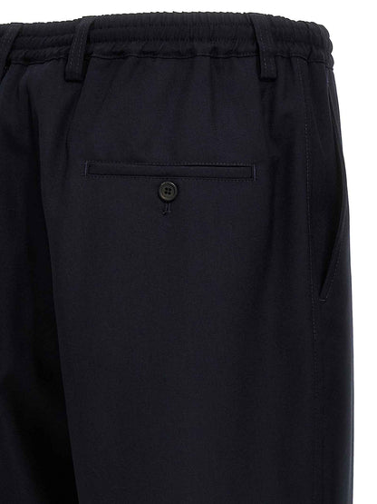 Blue Virgin Wool Cropped Pants
