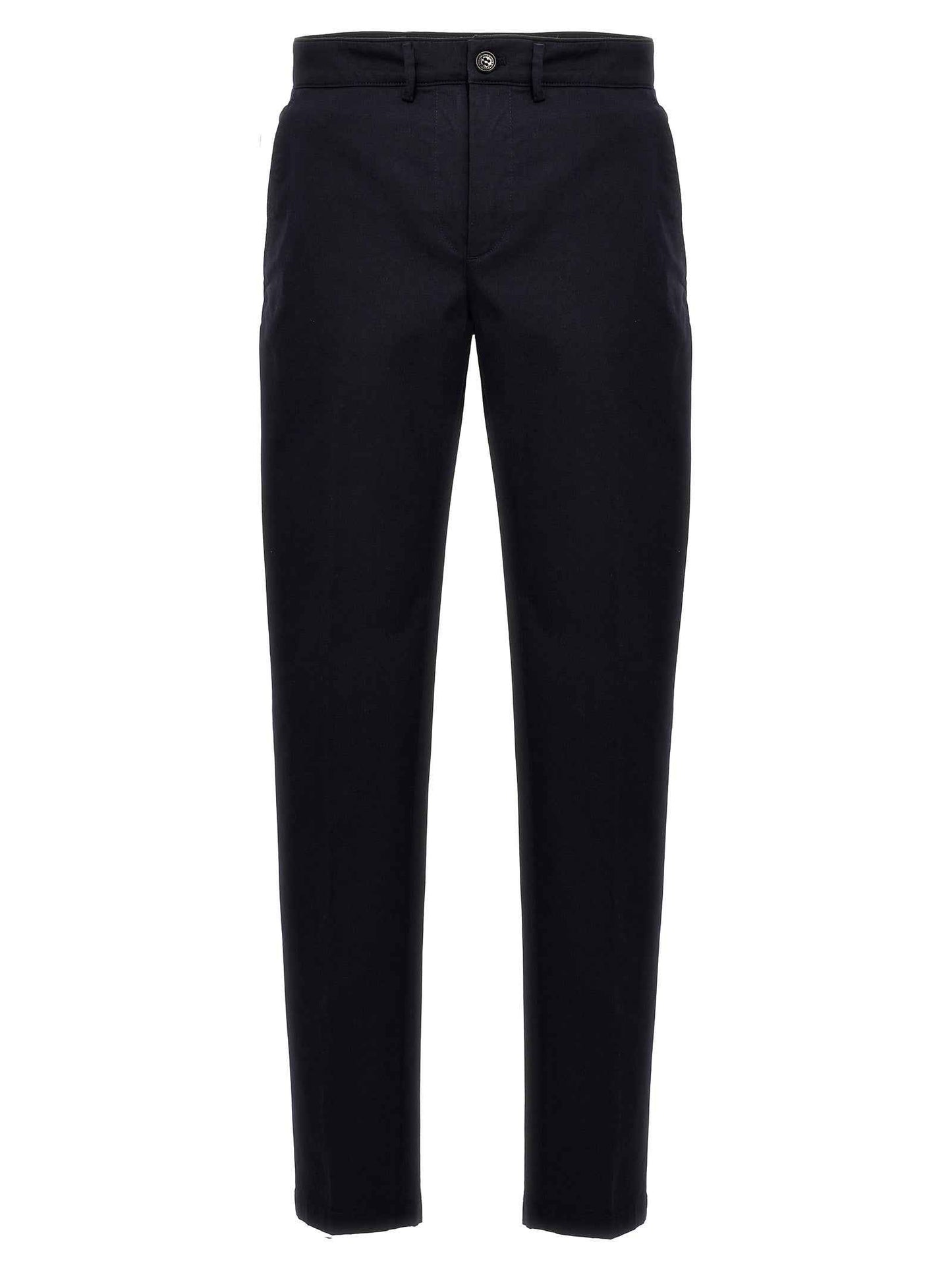 Blue Cotton Casual Pants