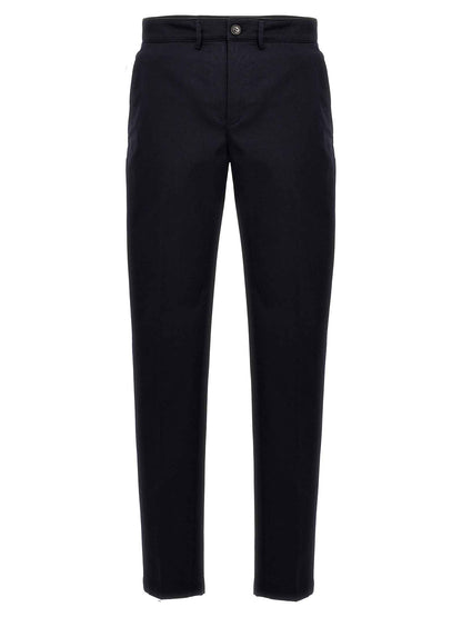 Blue Cotton Casual Pants
