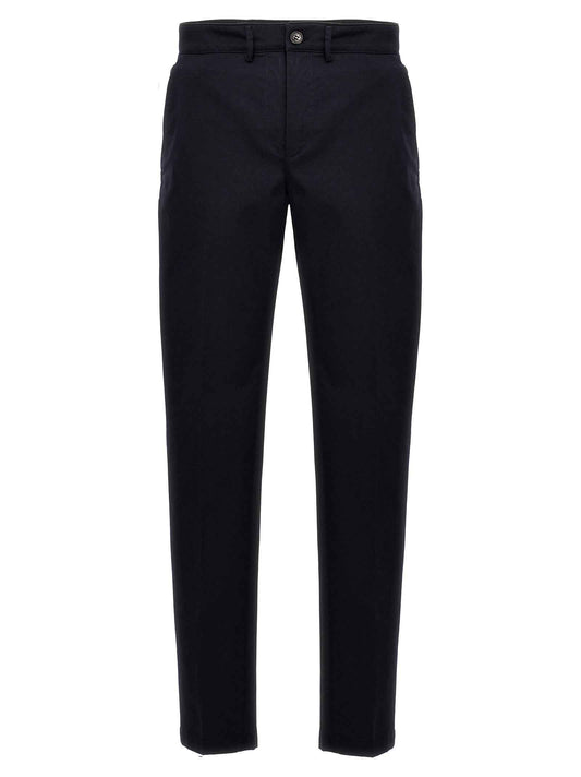 Blue Cotton Casual Pants