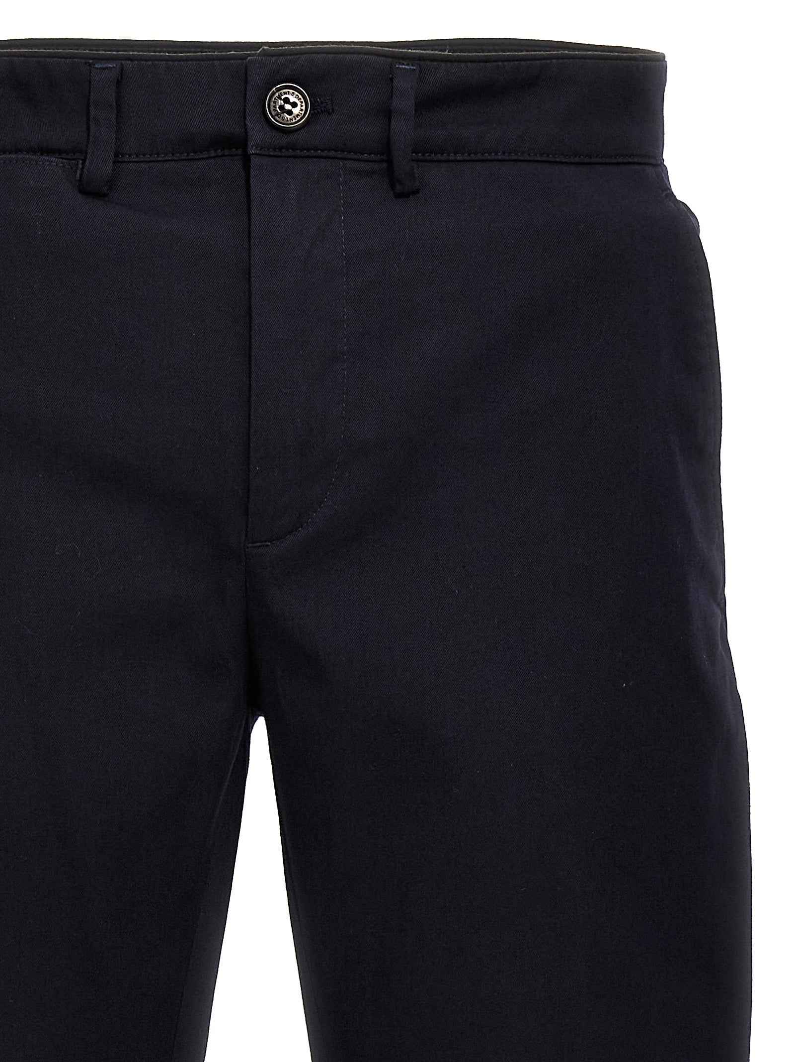 Blue Cotton Casual Pants