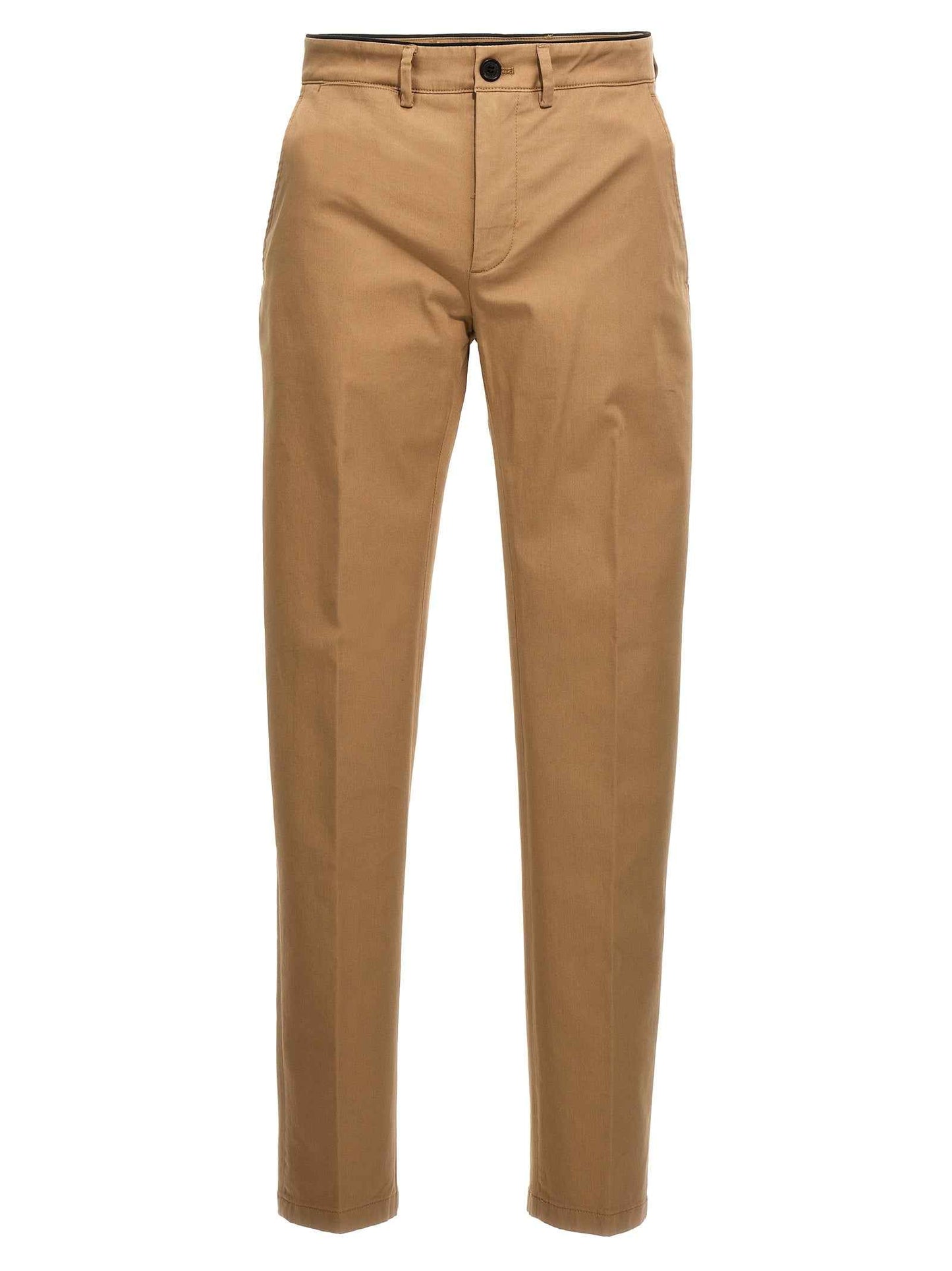 Beige Cotton Casual Pants