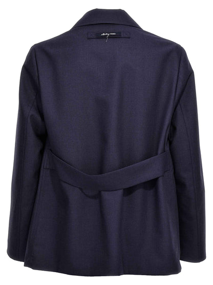 Blue Virgin Wool Full-Length Jacket