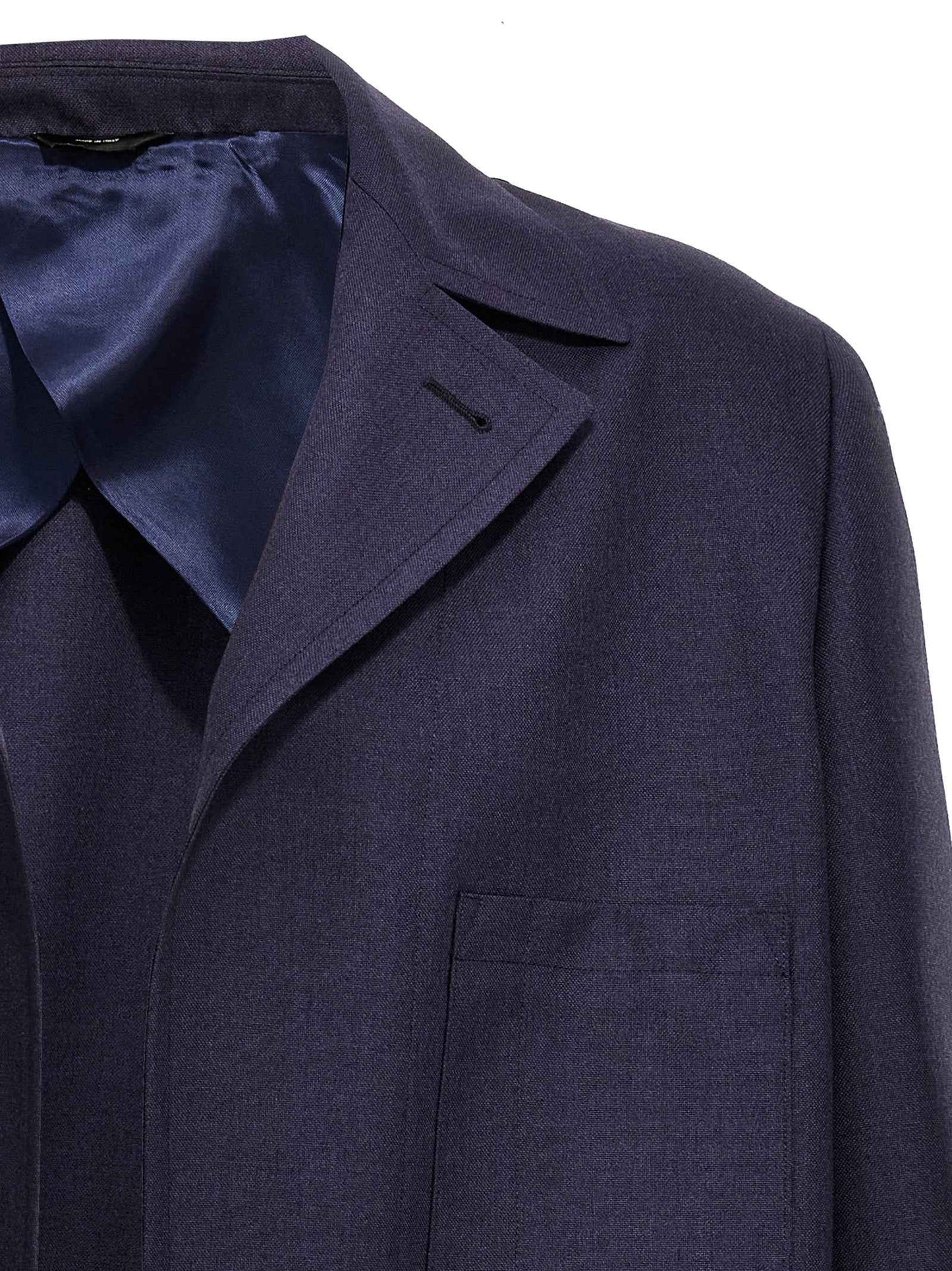 Blue Virgin Wool Full-Length Jacket