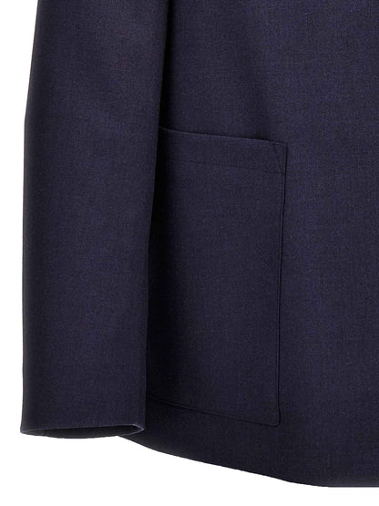 Blue Virgin Wool Full-Length Jacket
