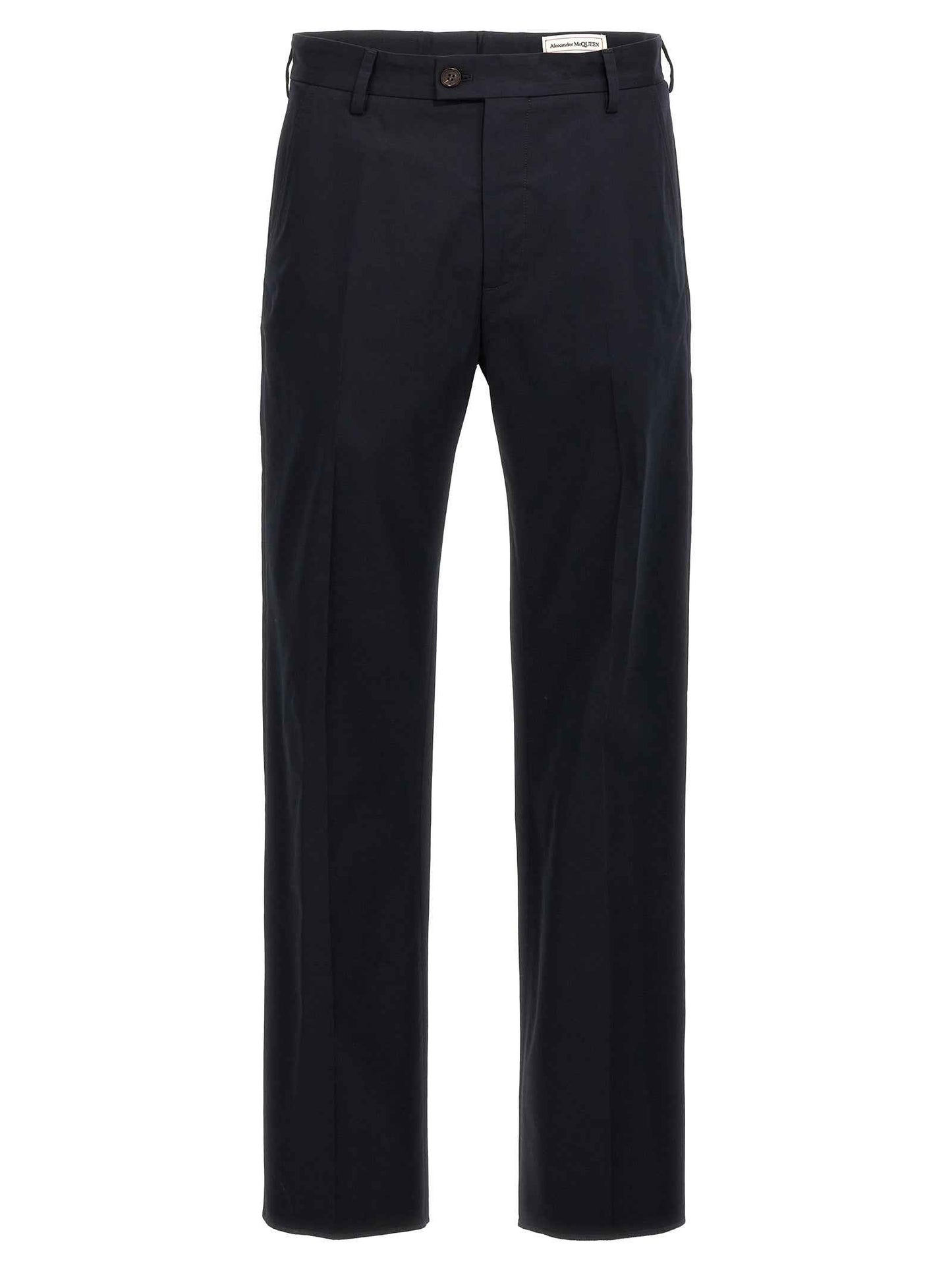 Blue Cotton Casual Pants