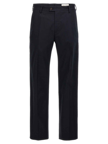 Blue Cotton Casual Pants
