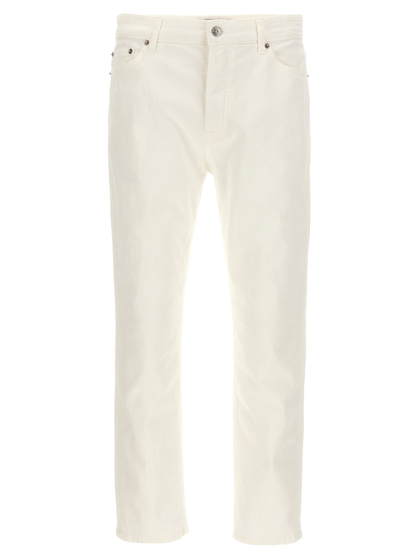 White Cotton Straight-Leg Jeans