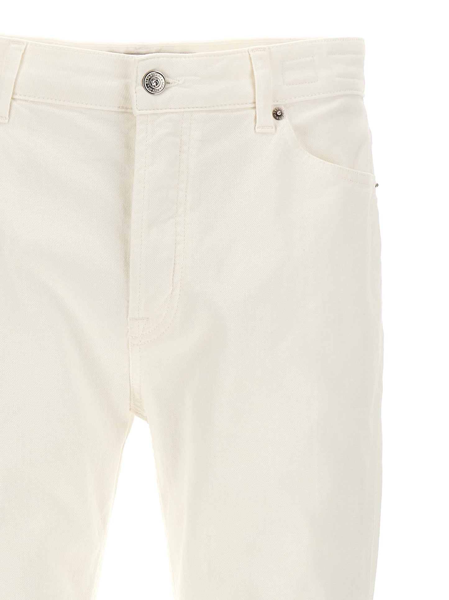 White Cotton Straight-Leg Jeans