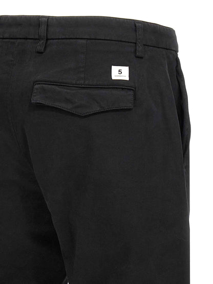 Black Cotton Casual Pants