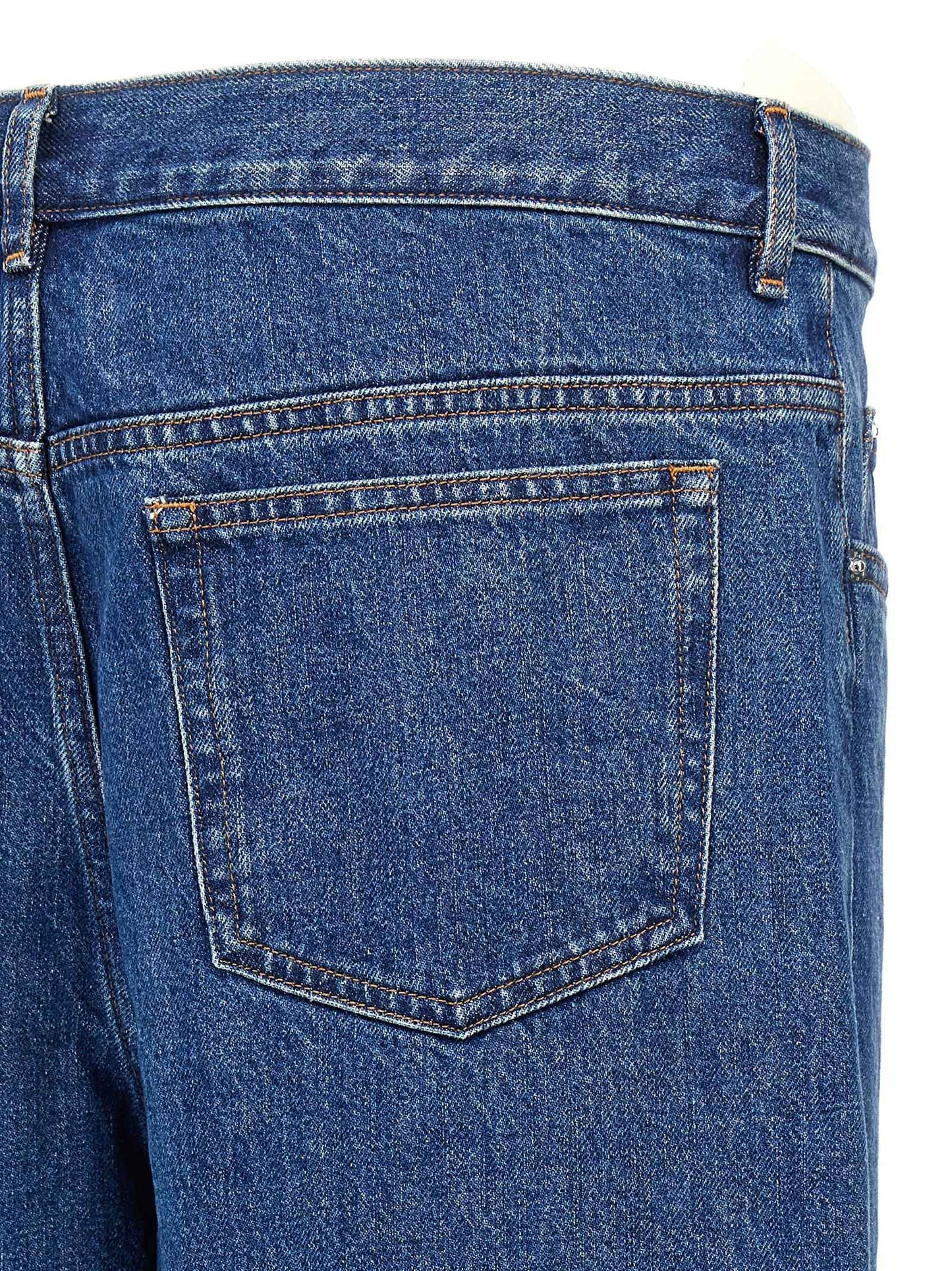 Blue Cotton Straight-Leg Jeans