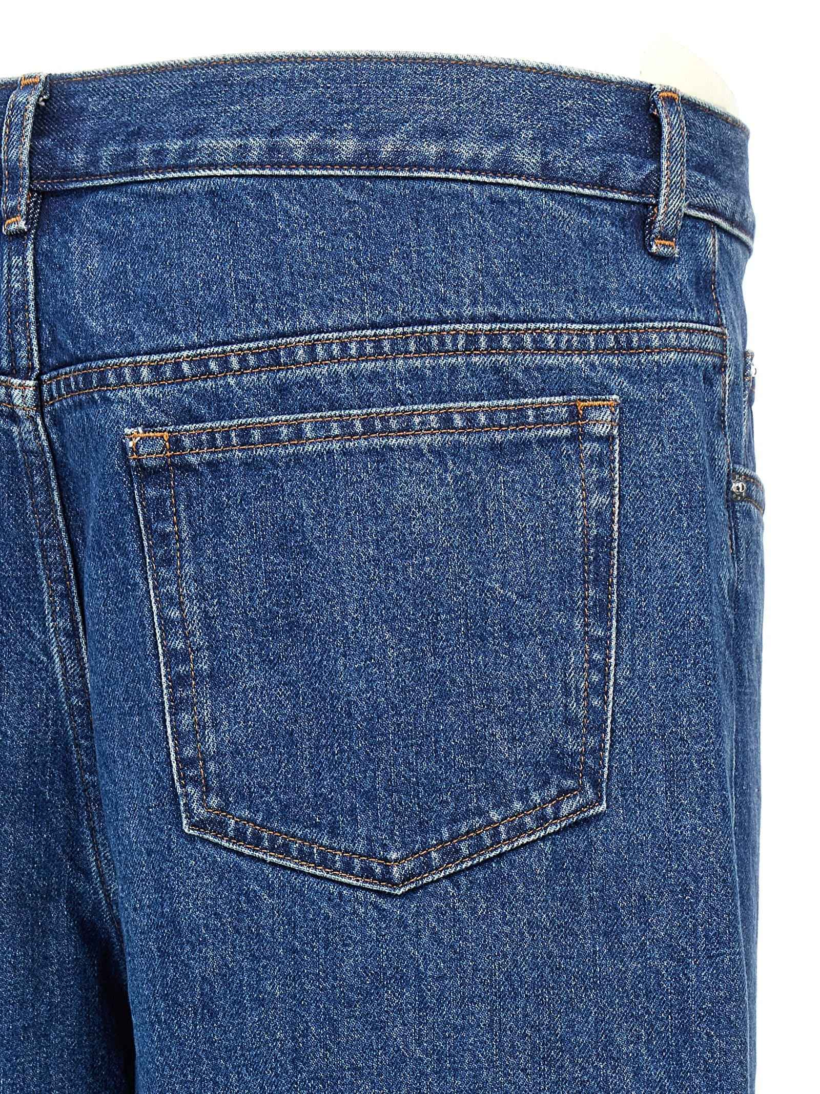 Blue Cotton Straight-Leg Jeans