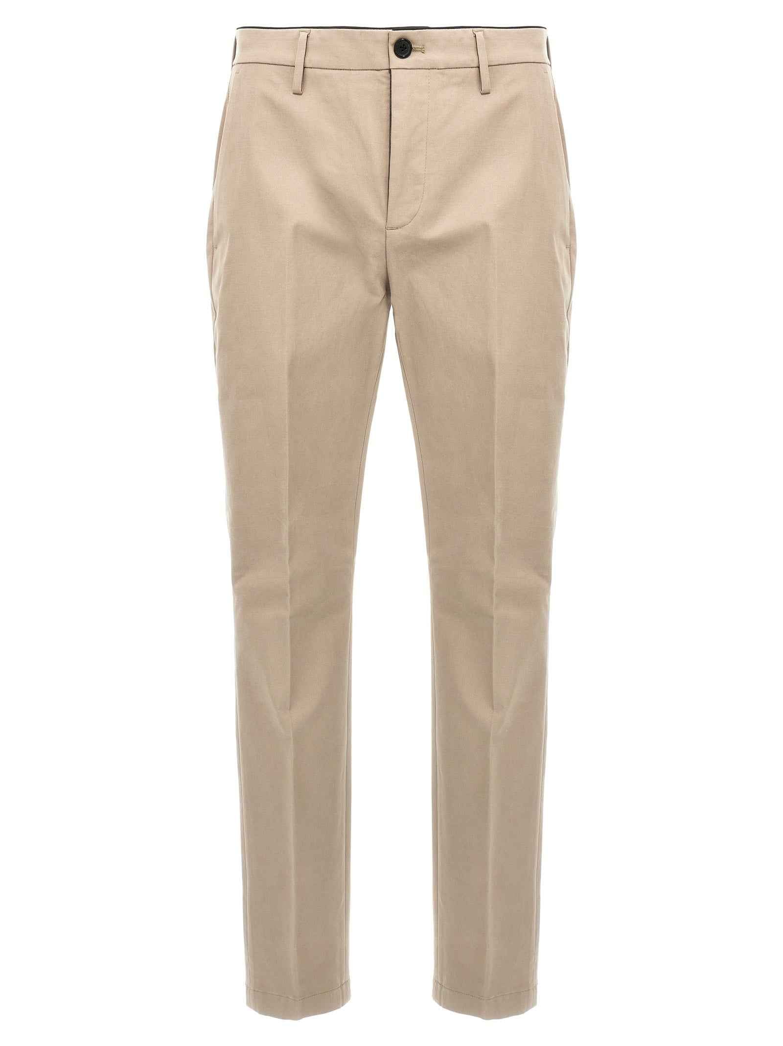 Beige Cotton Casual Pants