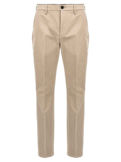 Beige Cotton Casual Pants