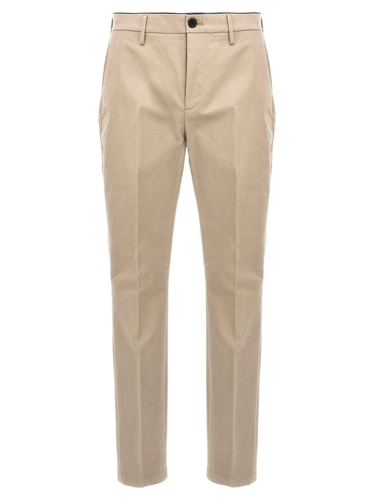 Beige Cotton Casual Pants