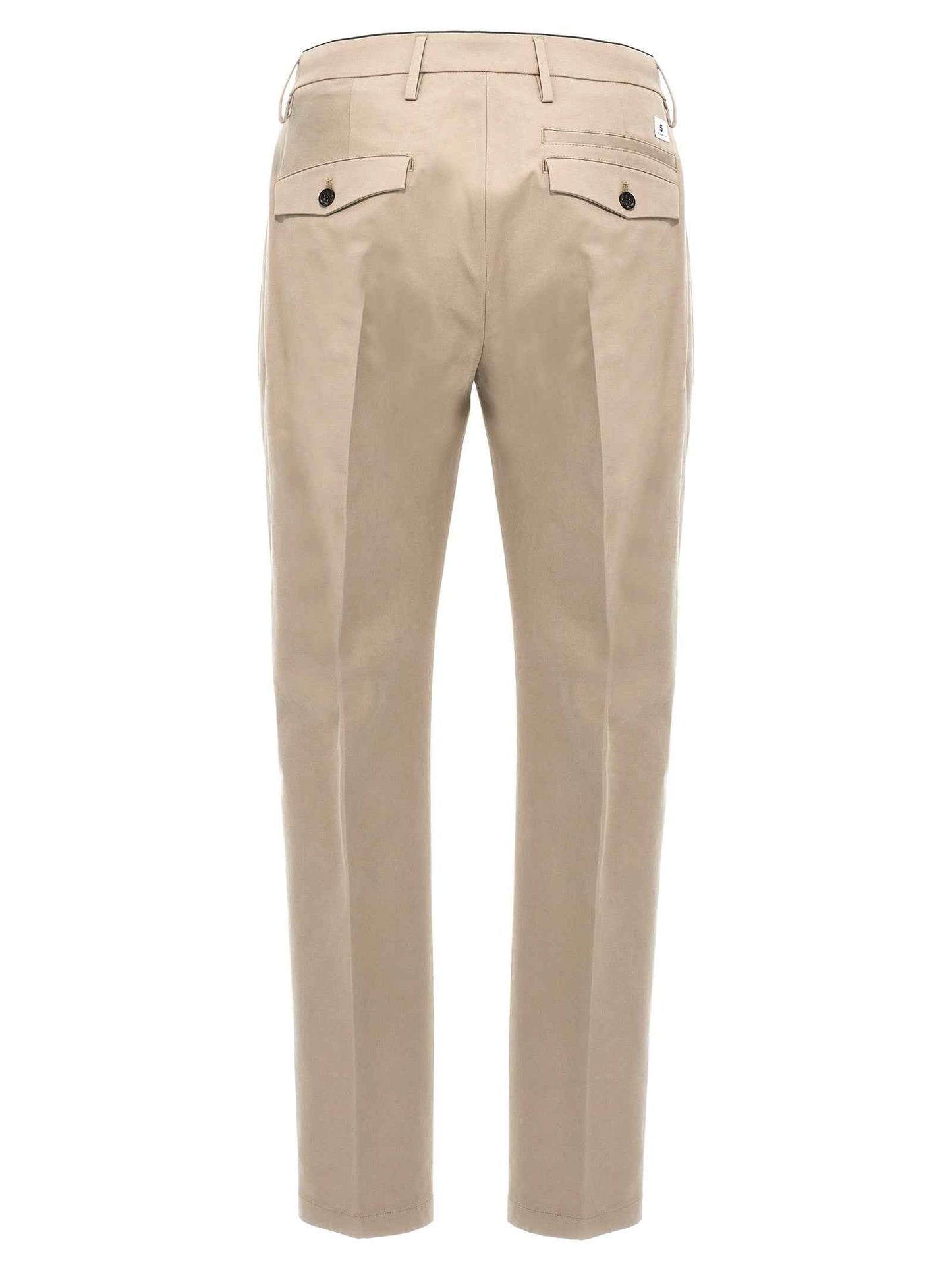 Beige Cotton Casual Pants