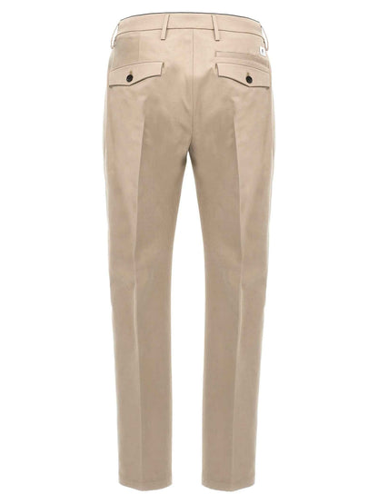 Beige Cotton Casual Pants