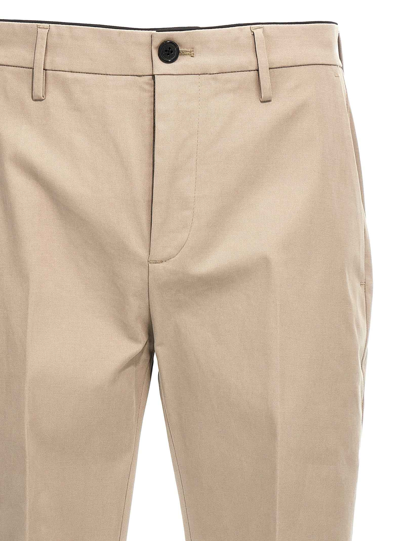 Beige Cotton Casual Pants