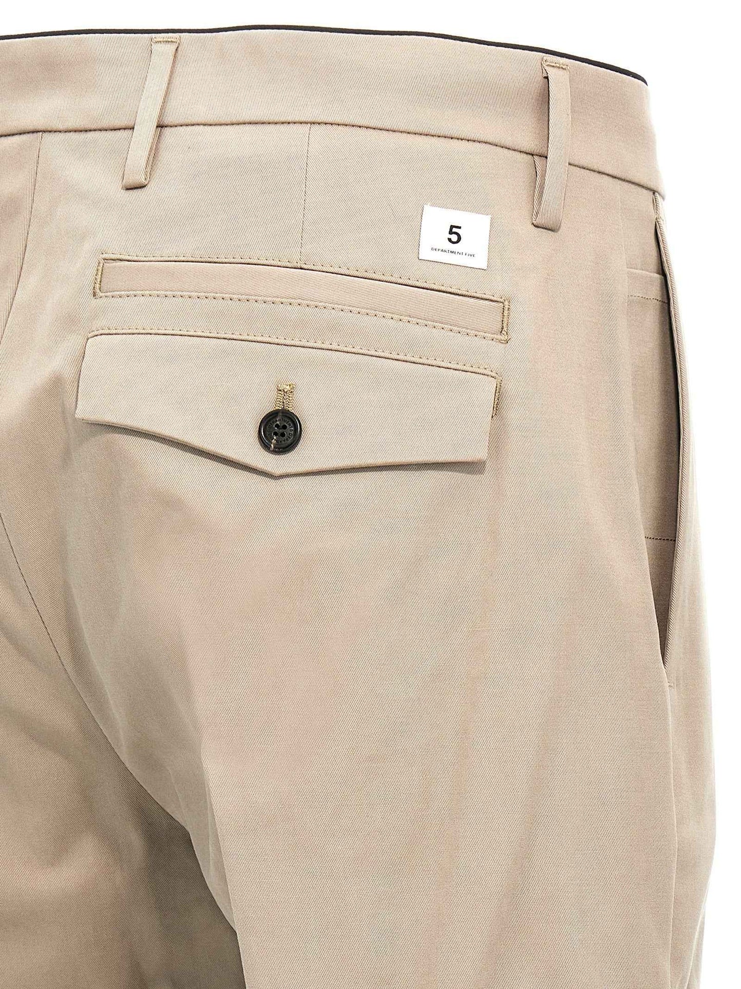 Beige Cotton Casual Pants