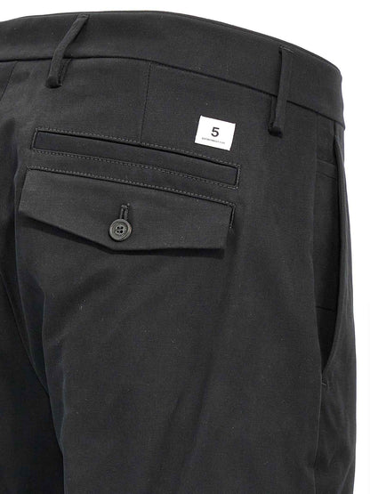 Black Cotton Casual Pants