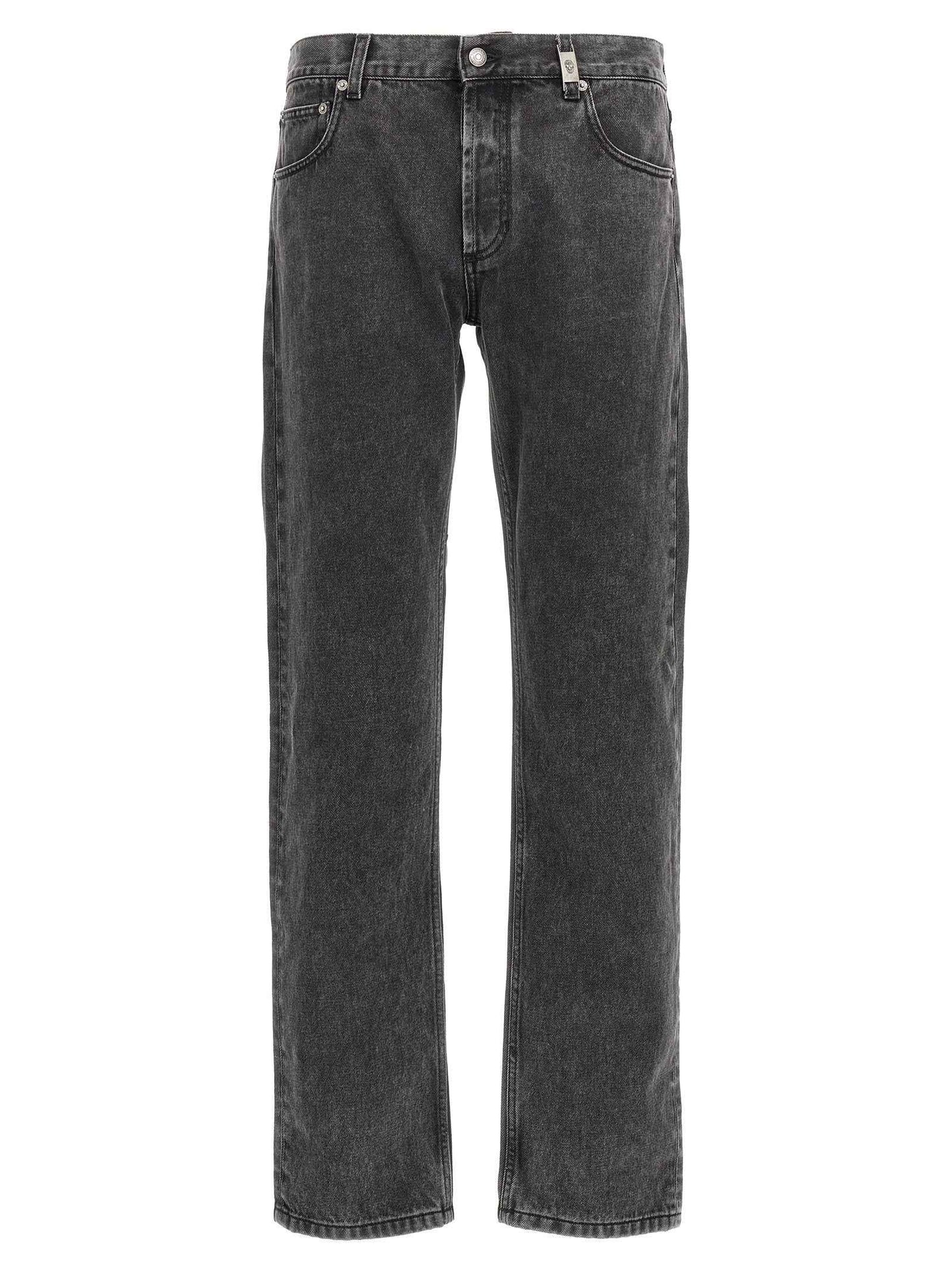Black Cotton Straight-Leg Jeans