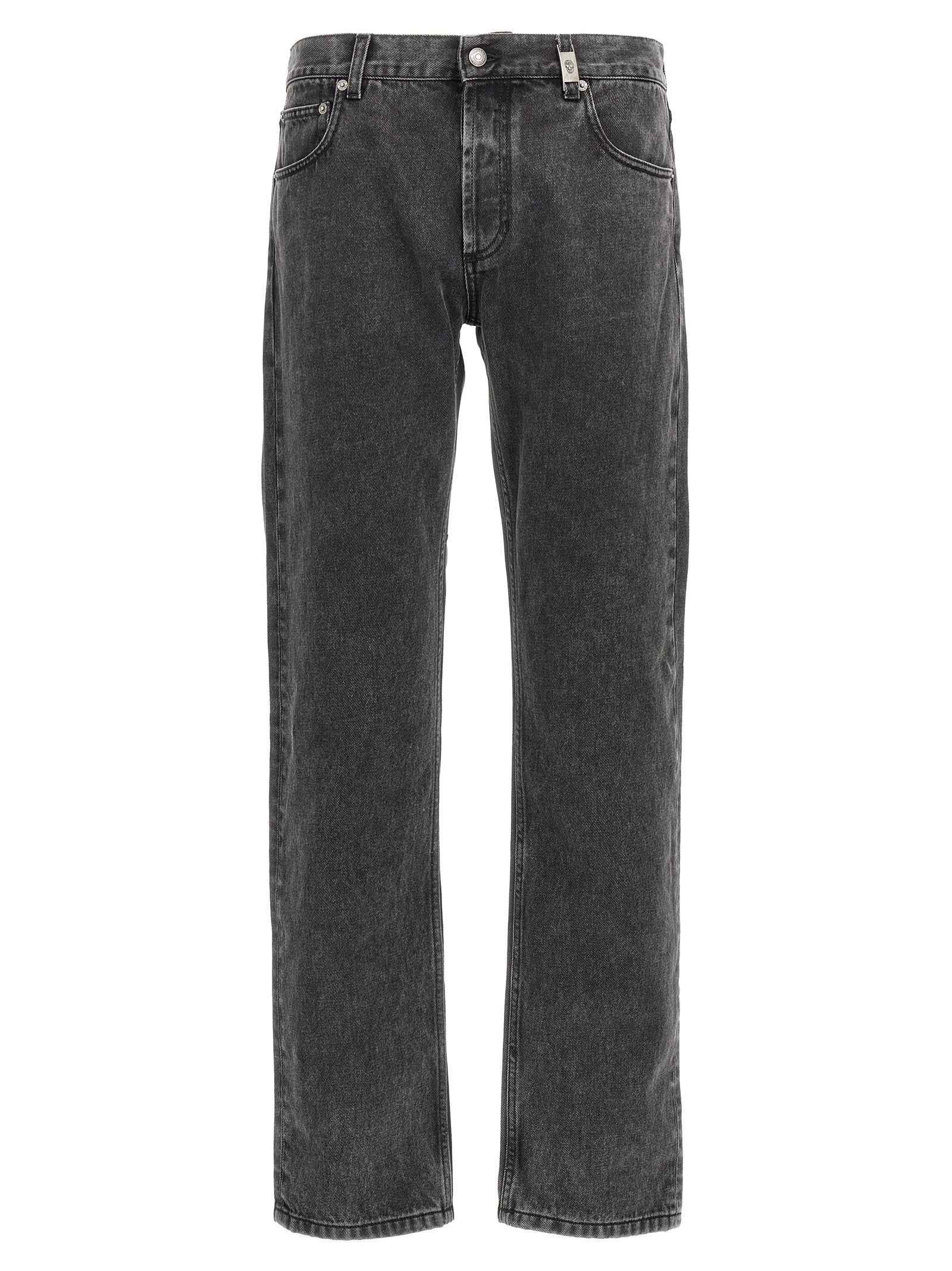 Black Cotton Straight-Leg Jeans