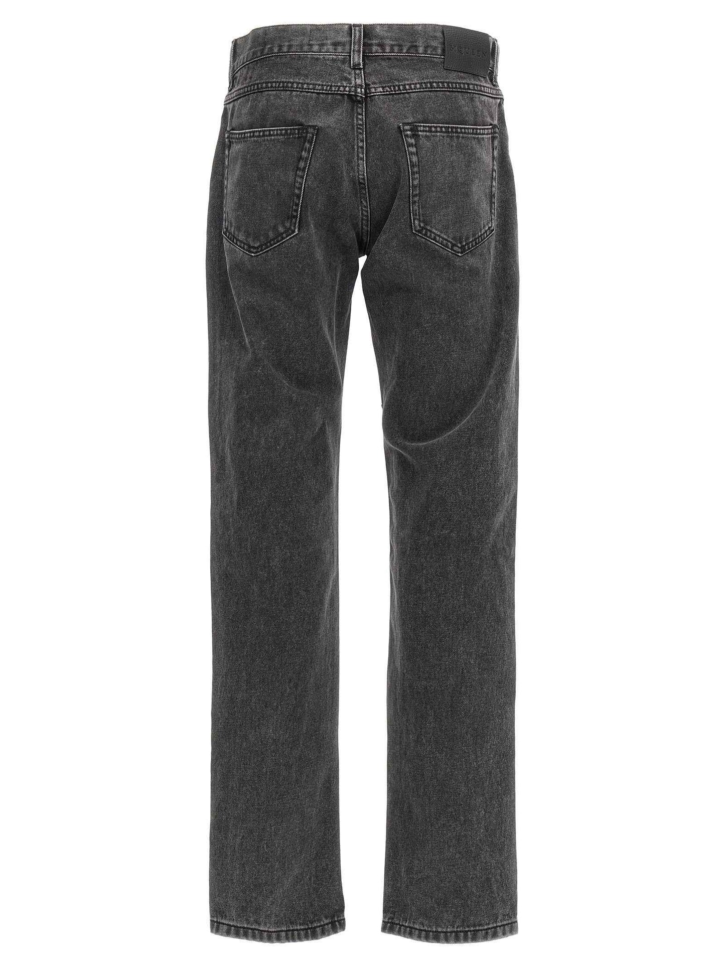 Black Cotton Straight-Leg Jeans