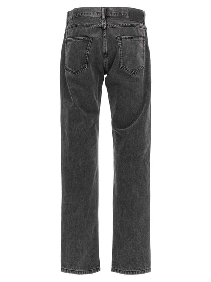 Black Cotton Straight-Leg Jeans