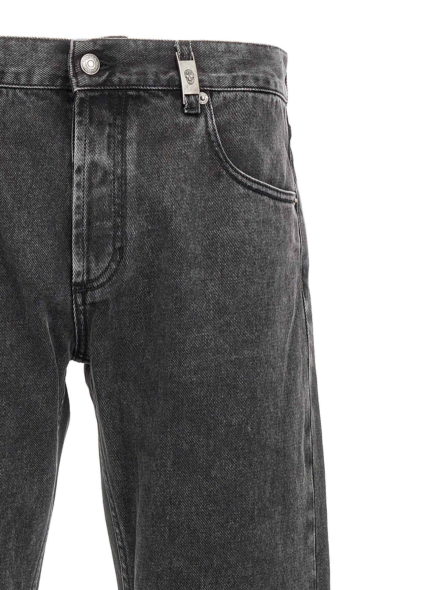Black Cotton Straight-Leg Jeans