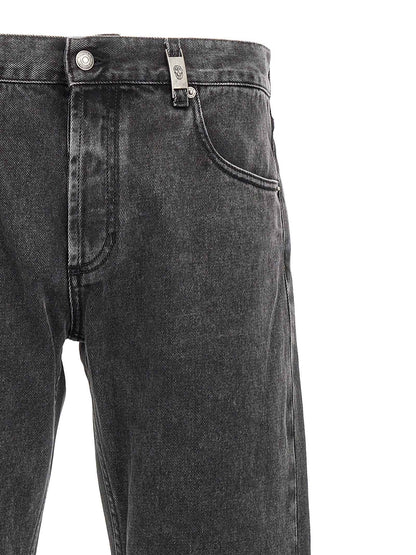 Black Cotton Straight-Leg Jeans