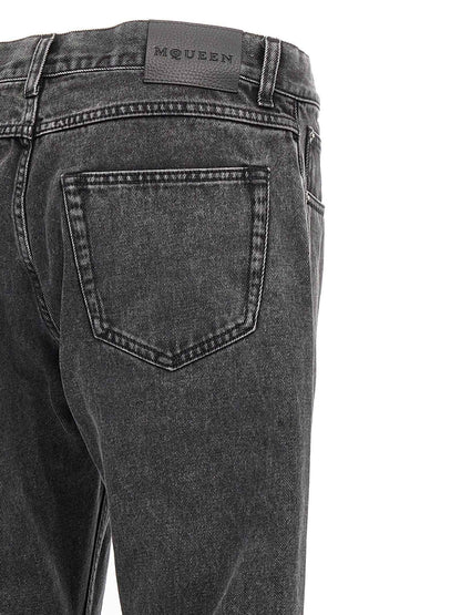 Black Cotton Straight-Leg Jeans