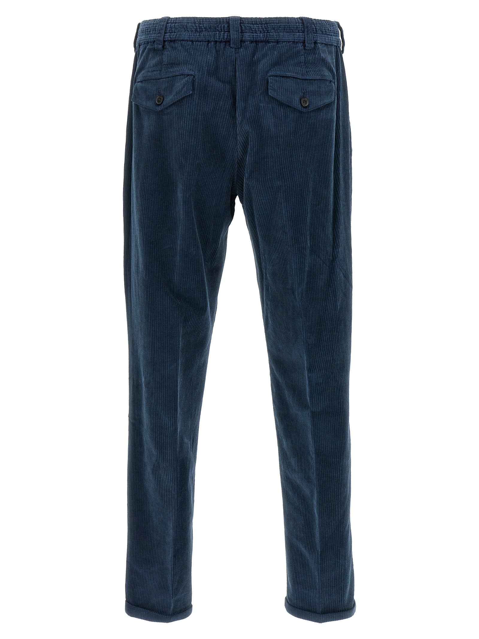 Blue Cotton Casual Pants