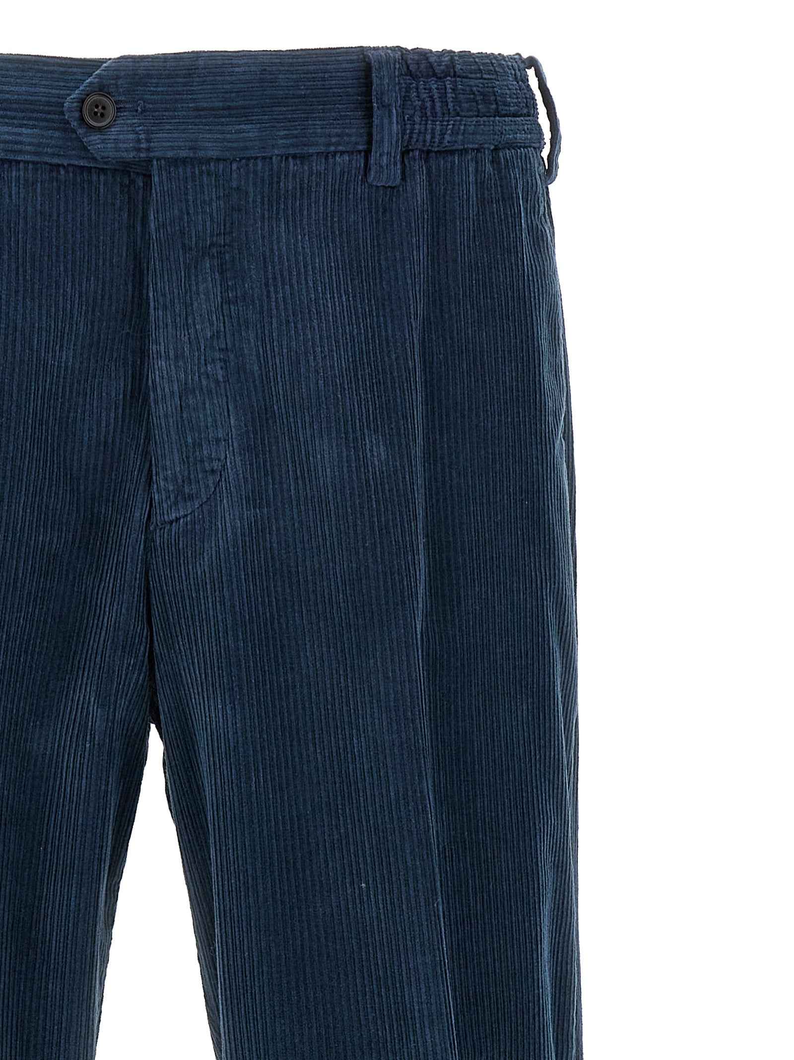 Blue Cotton Casual Pants