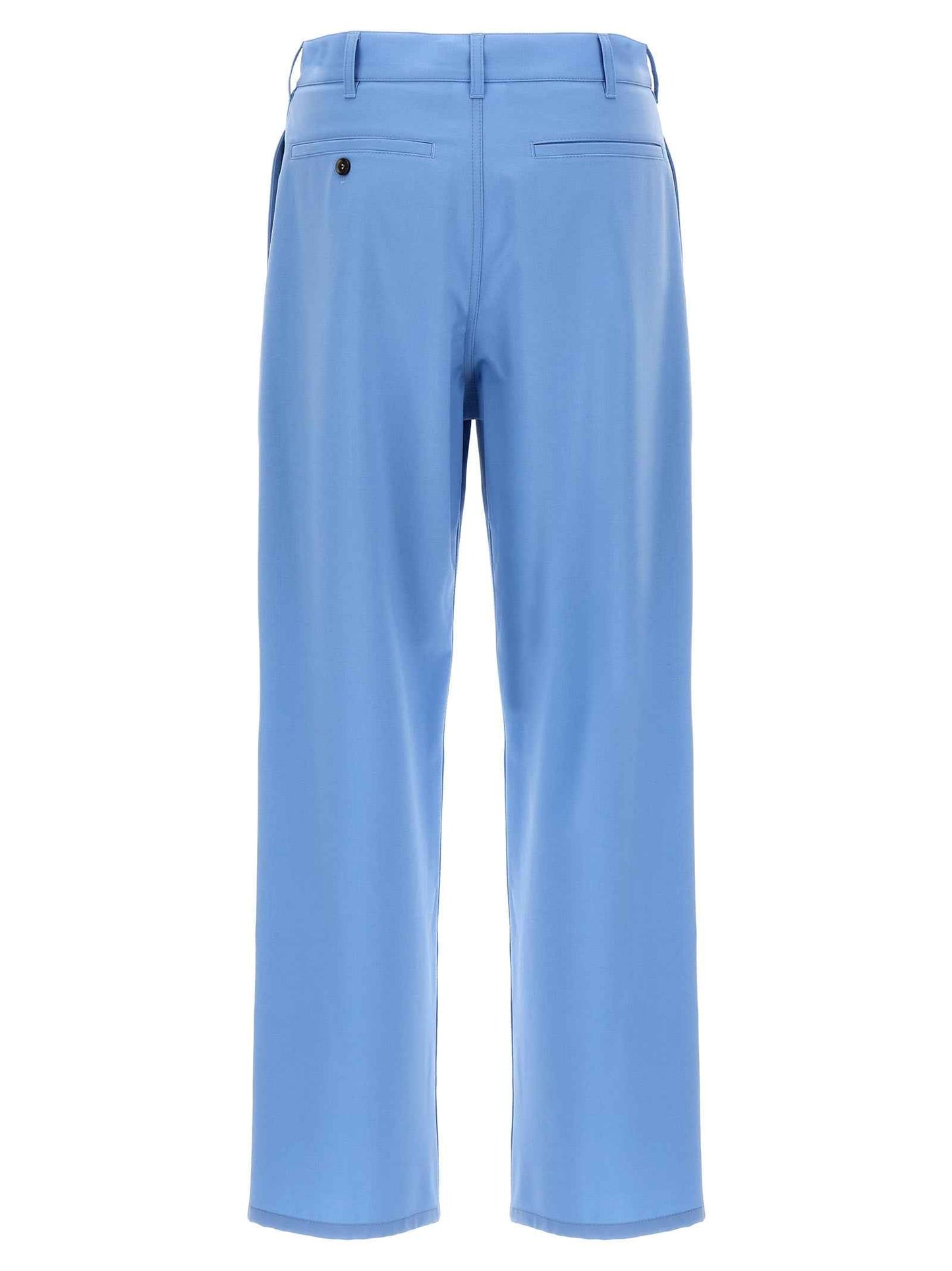 Blue Polyester Casual Pants