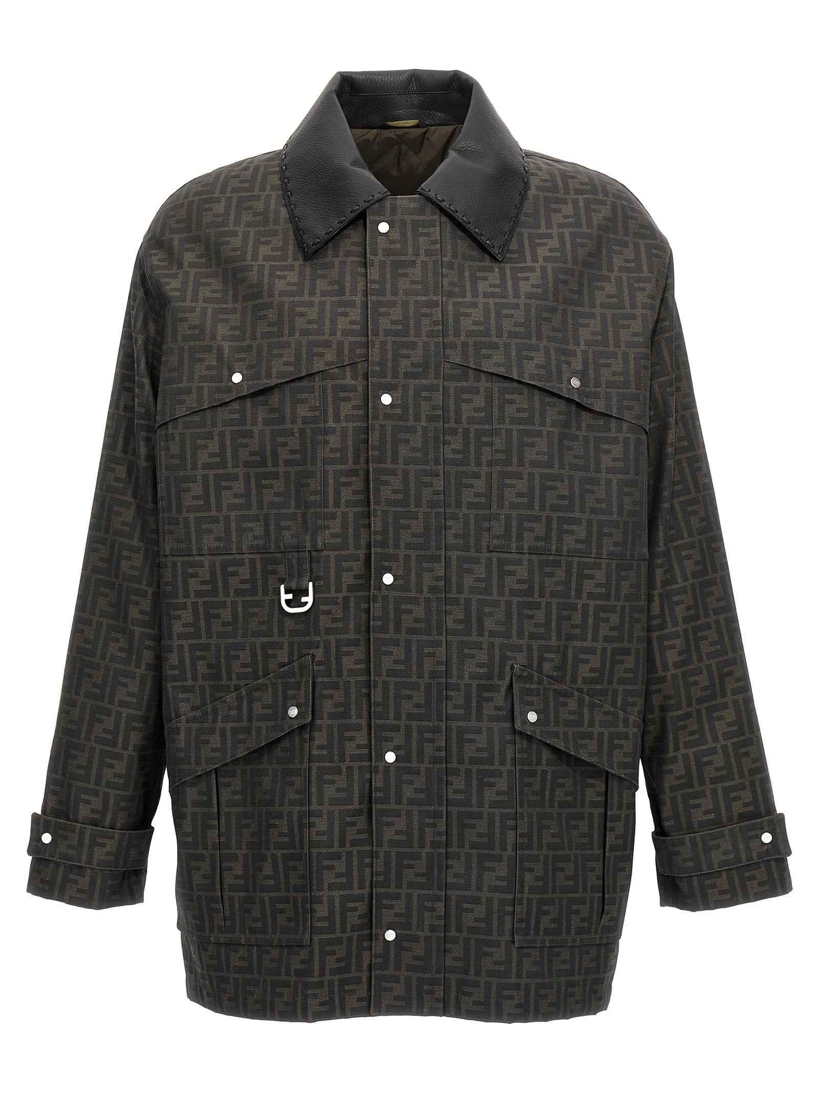 Brown Polyester Full-Length Jacket