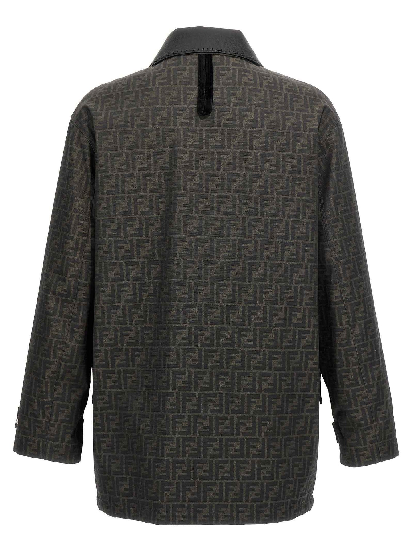 Brown Polyester Full-Length Jacket