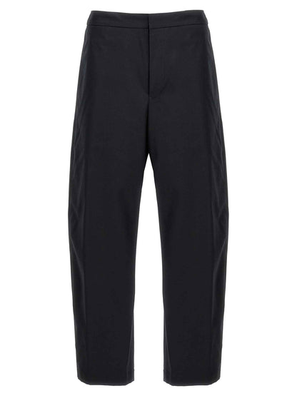 Blue Cotton Casual Pants