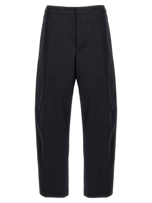 Blue Cotton Casual Pants