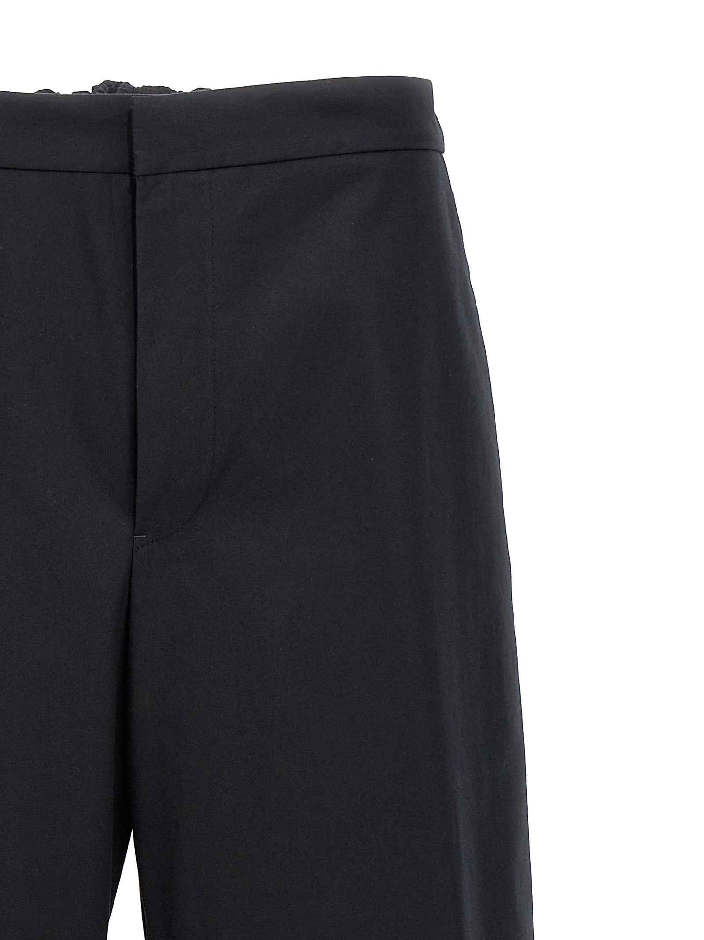 Blue Cotton Casual Pants