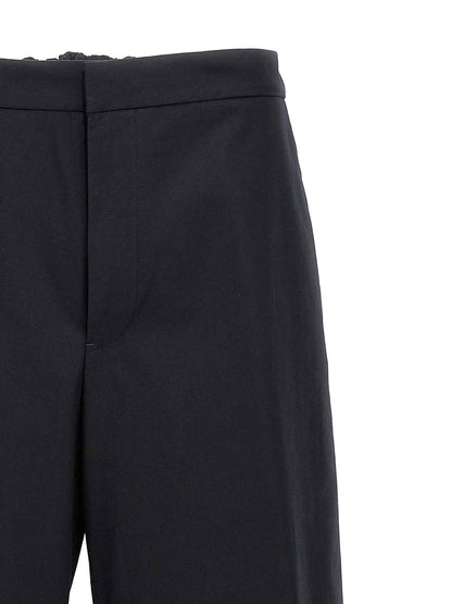 Blue Cotton Casual Pants