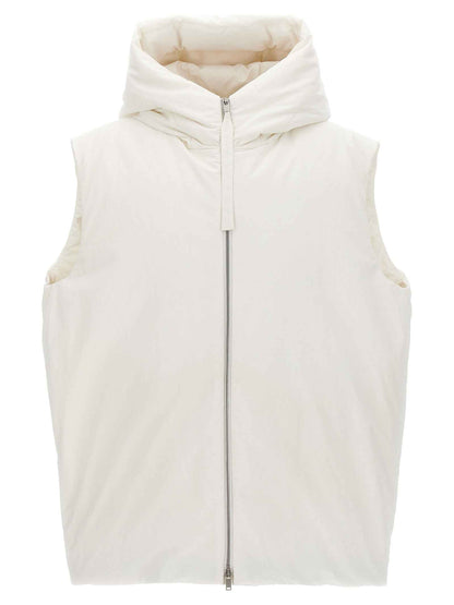 White Polyester Sleeveless Jacket